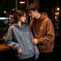 Sweat à capuche unisexe FW 430G 100% coton, style vintage américain décontracté et sportif, logo personnalisé