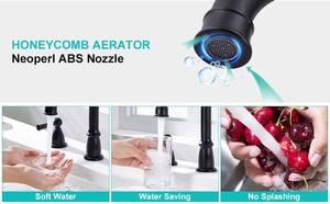 ก๊อกน้ำห้องน้ำแบบติดตั้งบนอ่างล้างหน้า 3 รู ขนาด 4 นิ้ว ดีไซน์ทันสมัย ทำจากทองเหลืองและสแตนเลสสีดำ พร้อมระบบควบคุมการไหลของน้ำแบบเซรามิก - Product Image 5