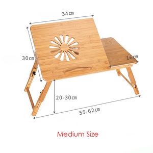 Adjustable Bamboo Laptop Table Foldable <strong>Lap</strong> <strong>Desk</strong> Laptop Bed <strong>Desk</strong> <strong>Tray</strong> <strong>Folding</strong> Computer Stand with Cooling Fan - Product Image 4