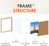 FIXSMITH Cadre photo en plexiglas HD 8x10, lot de 6, avec passe-partouts 5x7 et 8x10, en bois naturel et bois composite, pour affichage mural ou sur table, collage mural