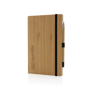 Libreta de Negocios con Cubierta de Bambú A5 Ecológica y Personalizable con Logotipo Promocional, Bloc de Notas para Uso en Oficina, Minutas de Reuniones - Product Image 1