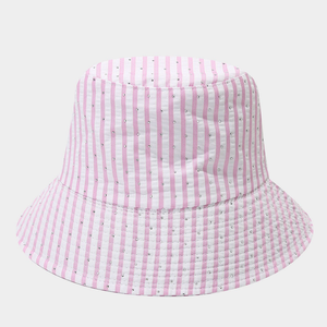 Summer Sun Hat Artistic Striped Flash Diamond Design Wide Brimmed Fisherman <b>Bucket</b> Hat 100% Cotton Unisex - Product Image 6