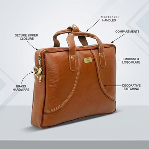 WRIZA Genuine Leather Hard Laptop <b>Bag</b> Crossbody Fashion Unisex RFID Protection Water Resistant Durable Large Capacity Business - Product Image 3
