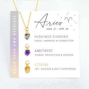 12 oroscopo Birthstone collana Set Dainty Aries zodiaco con oro 18K acciaio inossidabile placcato oro cristallo curativo - Product Image 6