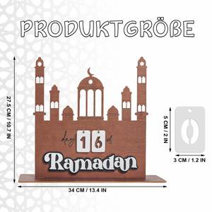 Wooden Countdown Calendar Acrylic Wood Advent Table <b>Decoration</b> Sign for Eid Mubarak <b>Ramadan</b> Supplies - Product Image 2