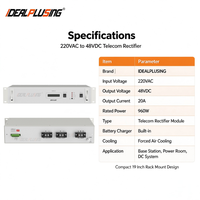 Redresseur télécom 220 V CA vers 48 V CC 20 A avec chargeur de batterie pour systèmes d'alimentation télécom