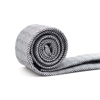 Cravate personnalisée en microfibre de polyester tissée, motif géométrique rayé, couleur anthracite et blanc, pour hommes
