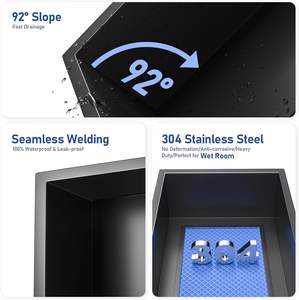 Carrelage mural de niche étanche 60x30cm pour <span class=keywords><strong>douche</strong></span> moderne de luxe Insert exclusif <span class=keywords><strong>noir</strong></span> <span class=keywords><strong>mat</strong></span> or brossé 2 étagères Design pour salles de bains - Product Image 3