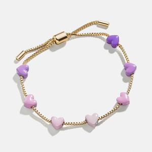 สร้อยข้อมือรูปหัวใจไล่สีหลากสีสำหรับเด็ก |   ทองเหลืองชุบทอง 18K รูปหัวใจและโซ่แบบกล่อง |   เครื่องประดับน่ารักสำหรับเด็กผู้หญิง - Product Image 4