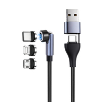 VCOM kabel pengisi daya USB magnetik 1m, kabel pengisian daya Cepat 3 dalam 1 bercahaya mikro USB tipe-c dapat dilepas