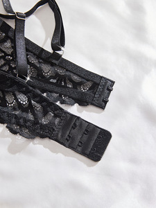 Black Floral Lace Womens Intimates Lingerie <b>Set</b> <b>Sexy</b> Sheer Mesh Underwire Bra and Thong Panties Elegant Womens Underwear <b>Set</b> - Product Image 5