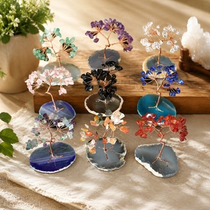 Assortiment de tranches de quartz rose naturel en forme d'<span class=keywords><strong>arbre</strong></span>, décorations de bureau et de maison, ornements d'<span class=keywords><strong>arbre</strong></span> attirant la prospérité, best-sellers transfrontaliers - Product Image 1