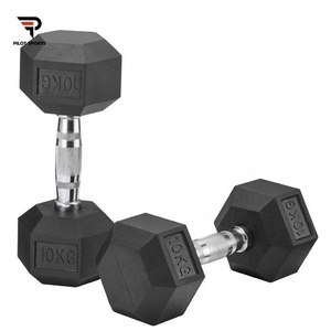 Pilot Sports Rubber Coated Hex Dumbbells Wholesale Professional Gym Equipment Fitness Dumbbell - Product Image 3