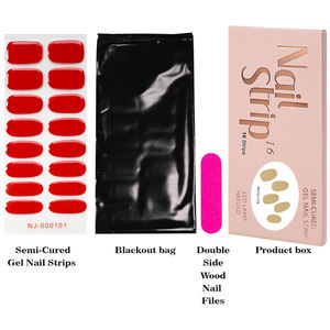 16 embouts de gel semi-durci pour ongles, couleur unie, adhésif, imperméable, vernis gel longue durée, autocollants pour ongles, kits pour lampe UV - Product Image 5