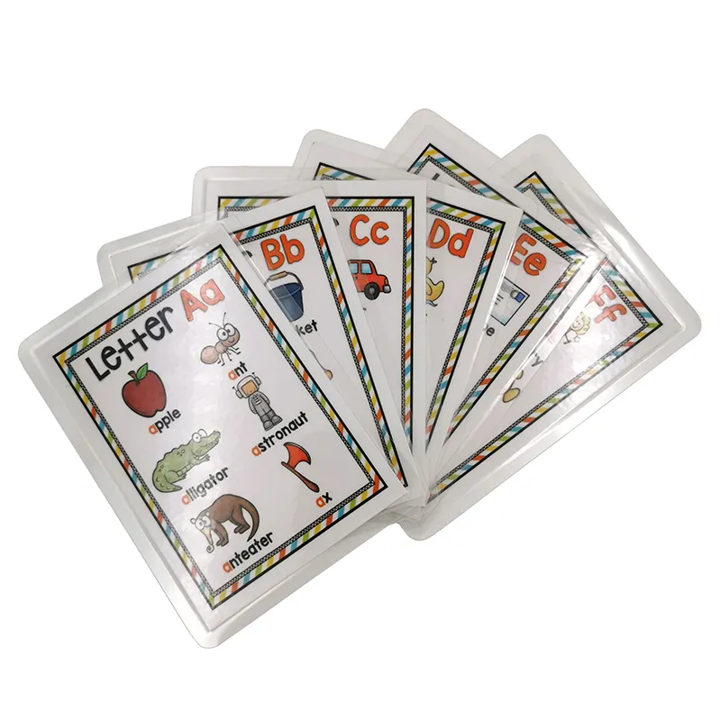 Scheda di gioco di laminazione carta stampata personalizzata per l'apprendimento dei bambini carte Flash con busta di plastica per imballaggio con sigillo durevole