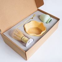 Ensemble de cadeau de thé de style japonais personnalisé agitateur de cérémonie du thé outil de fabrication de logo personnalisé cadeau Matcha ensemble complet d'outils bol cuillère