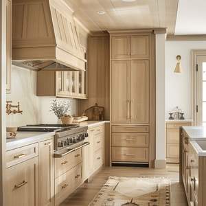 CBMMart Armoire de cuisine en bois massif de chêne blanc Conception 3D Armoire de cuisine professionnelle personnalisée au design moderne en placage de chêne blanc - Product Image 3