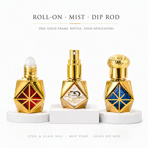 Botella <span class=keywords><strong>de</strong></span> Perfume <span class=keywords><strong>de</strong></span> Vidrio Vacía <span class=keywords><strong>de</strong></span> 8ml con Marco Dorado, Cristal Facetado, Pulverizador Roll-On y Varilla <span class=keywords><strong>de</strong></span> Inmersión, Recargable, Venta al por Mayor Directa <span class=keywords><strong>de</strong></span> Fábrica - Product Image 3