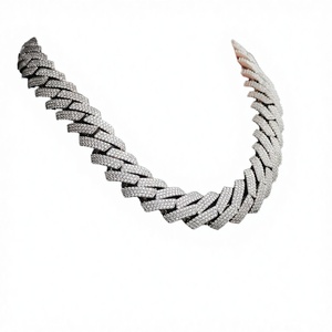 925 Sterling <b>Silver</b> VVS Moissanite Cuban Link Chain <b>Necklace</b> Rhodium Plated Micro Insert Hip Hop Jewelry <b>for</b> <b>Men</b> Women - Product Image 3