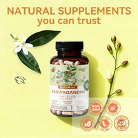 Capsules de poudre d'Ashwagandha biologique végétalienne GMP avec supplément à base de poivre noir 600mg pour le soulagement du stress et le soutien énergétique