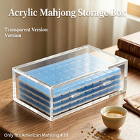Tuiles de Mahjong Modernes en Acrylique à Motif Écaille de Tortue Transparente, Plusieurs Couleurs au Choix, Boîte de Rangement, Jeu de Loisirs à Domicile