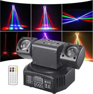 YSH Mini projecteurs à tête mobile <span class=keywords><strong>LED</strong></span> à double tête, couleur RVB, perles 3535, 10W, stroboscope, contrôle du signal DMX512, activation sonore - Product Image 1