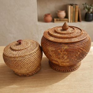 Panier en jacinthe d'eau vietnamienne écologique VINACRAFT pour le rangement des aliments - Product Image 2