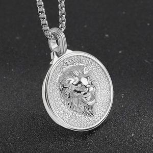 Joyería Personalizada Popular de Hip Hop, Collar con Colgante de Cabeza de León en Plata de Ley 925 con Incrustaciones de Diamantes de Imitación para Hombre - Product Image 1
