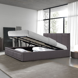 Lit rembourré de style italien avec cadre en bois de lierre contreplaqué de 1,2 cm d'épaisseur, taille Queen/King, livraison en une seule boîte - Product Image 1