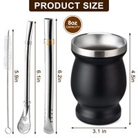 Vaso de Acero Inoxidable de Doble Pared para Mate con Pajita, Aislamiento Térmico, Base Antideslizante, Set de Té Mate para Beber en Casa o al Aire Libre