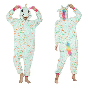 Onesie Dewasa Piyama Wanita Cosplay Hewan Pakaian Tidur Satu Potong Jumpsuit Anak Laki-laki Perempuan Unicorn