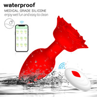 Jouet sexuel vibrant de luxe en forme de rose rouge et rose, télécommande par application, gode vibrant pour femmes, plug anal