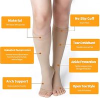 Chaussettes de compression médicales unisexe 20-30 mmHg en stock, vente en gros d'usine, à bout fermé, hauteur genou, pour voyage/vol, pour homme et femme
