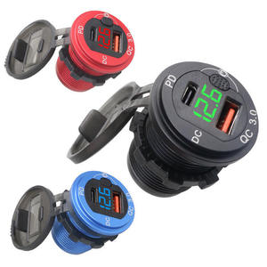 Usb Car Charger Cigarette Lighter 12-24V PD QC 3.0 Digital Display <b>Touch</b> <b>Switch</b> Voltage Monitoring Fast Charging Waterproof - Product Image 3