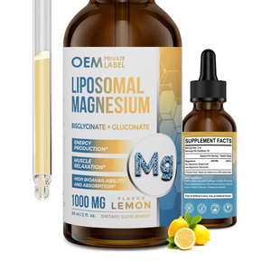 Gouttes de magnésium liposomal de haute résistance de marque privée Gouttes de gluconate de <span class=keywords><strong>bisglycinate</strong></span> de magnésium Supplément de gouttes liquides pour la relaxation - Product Image 1