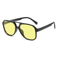 2025 Cadeau Promotionnel Tendance Lunettes de Soleil Aviateur Femme Vintage Ponts Doubles Verres Jaunes Monture Aviation