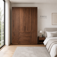Armoire autoportante en noyer, style Mid-Century, avec portes en placage de bois, pour chambre d'appartement, organisateur de vêtements