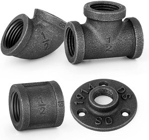 3/4 pouces rétro Antique Vintage vieux noir malléable bride de sol en fonte malléable raccord de tuyau de plomberie industrielle <span class=keywords><strong>pour</strong></span> <span class=keywords><strong>meubles</strong></span> de maison - Product Image 4