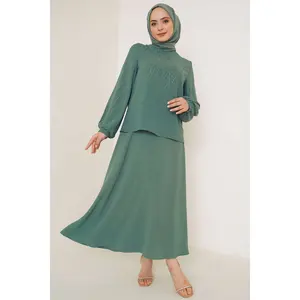 MOTIVE FORCE Atacado jilbab 2 peças abaya vestido muçulmano womenslamic Vestuário Abaya Modesto Vestido de Noite Muçulmano