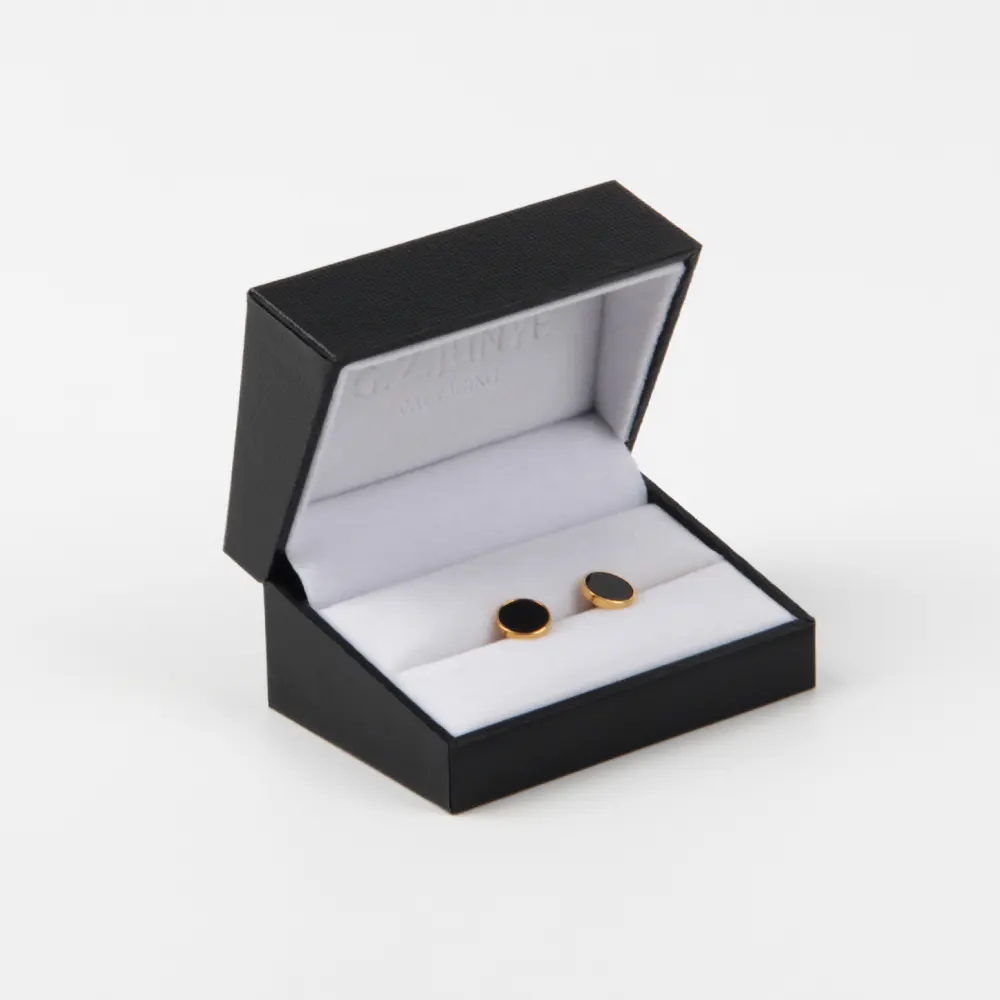 Toptan siyah pu deri kutusu hediye özel pu deri lüks kol düğmesi kutusu