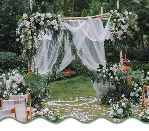 Centros de mesa artificiales para decoración de boda, ramo de flores de lirio rosa, peonías