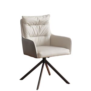 Moderne Bruine Lederen Draaibare Accentstoel Met Hoge Vleugelrug En Metalen Basis Voor Huismeubilair - Product Image 3