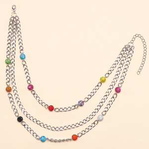 แฟชั่นสร้อยคอแบบมีชั้น โลหะผสมสังกะสี หลายสาย ลูกปัดทรงกลม เครื่องประดับสำหรับงานปาร์ตี้ เครื่องประดับสำหรับผู้หญิง - Product Image 4