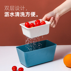 Caja de Aperitivos de Doble Capa, Rectangular, Desmontable, Contenedor de Almacenamiento para Frutas, Estilo Nórdico, Azul, Blanco, Rojo, Amarillo, para Fiestas - Product Image 1