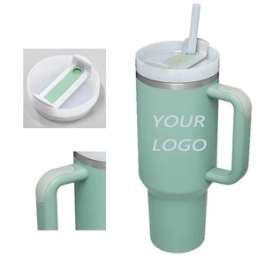 40oz cốc với xử lý và rơm du lịch Mug 304 thép không gỉ 40oz cốc bằng thép không gỉ với rơm - Product Image 3