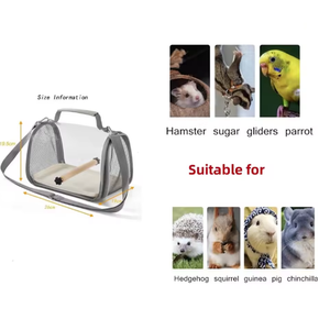 Bolsa de transporte de pájaros transparente portátil, mochila de viaje para pájaros con carcasa de plástico, poste de madera, jaula de viaje, bolsa de transporte de pájaros - Product Image 6