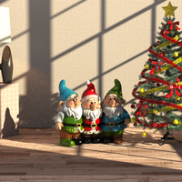 Statue de jardin en résine de trio de gnomes charmants en gros, Cottagecore, pour projets d'aménagement paysager, décoration personnalisable de qualité supérieure