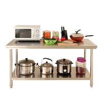 Table de préparation de cuisine modulaire 4FT 5FT amovible à 2 niveaux en acier inoxydable avec étagère inférieure pour la maison, le bureau, le restaurant, l'hôtel