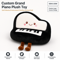 Peluche Grand Piano avec visage brodé mignon, clavier doux, poupée en peluche, OEM ODM, vente en gros personnalisée en vrac