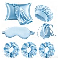Coffret Cadeau de Sommeil en Soie Imitée, Meilleures Ventes, comprenant Bonnet de Douche, Taie d'Oreiller, Masque de Sommeil Occultant et Bandeau, avec Boîte de Rangement